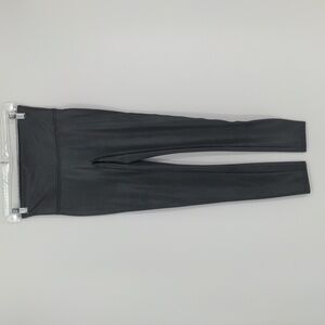Spanx Women's Black Faux Leather Pull On Leggings Size Medium Shiny Classic